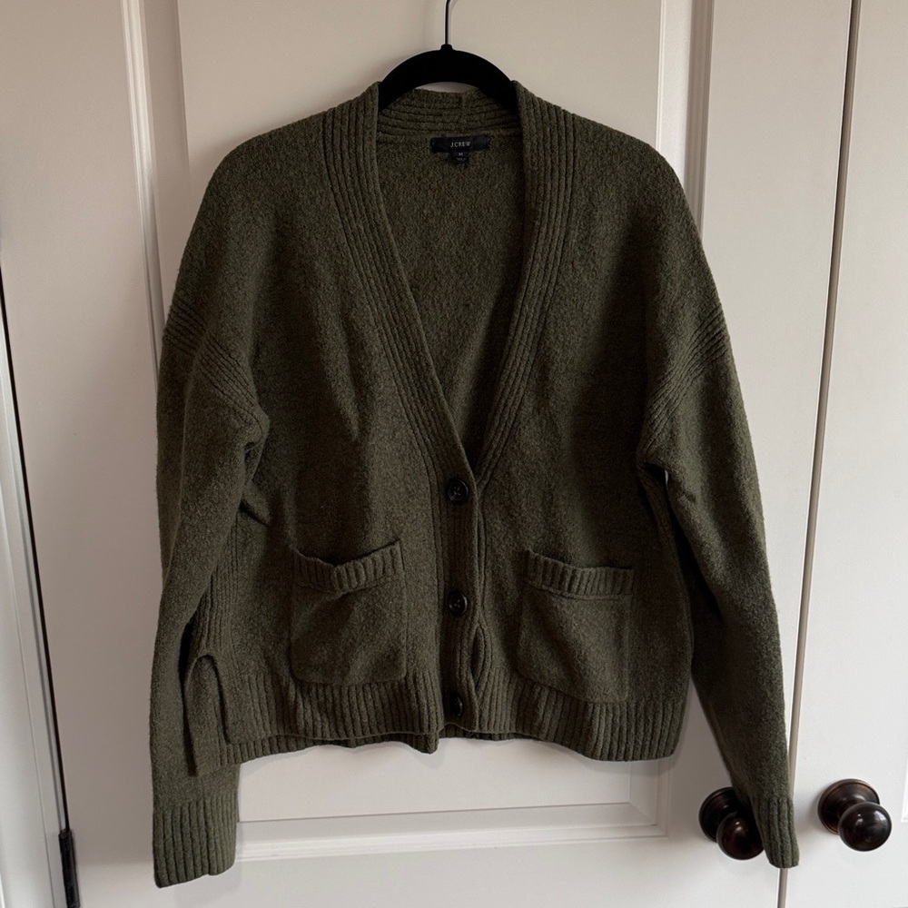 Olive Green J.Crew Cardigan Sweater